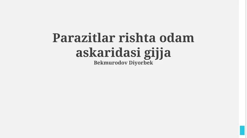 Parazitlar rishta odam askaridasi gijja