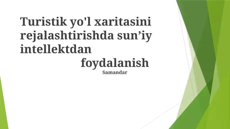 Turistik yo'l xaritasi rejalashtirish