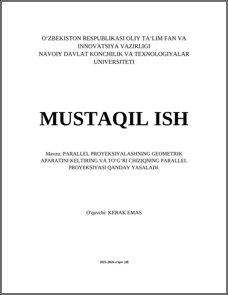 PARALLEL PROYEKSIYALASH