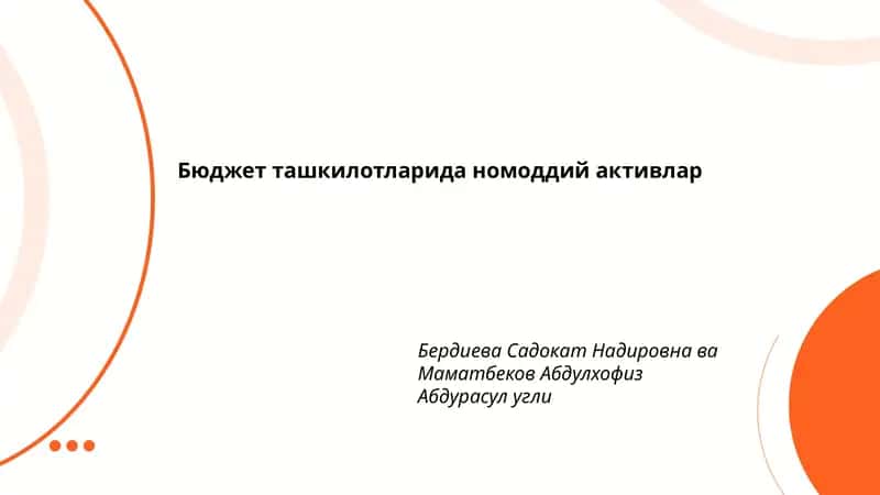 Бюджет ташкилотларида номоддий активлар