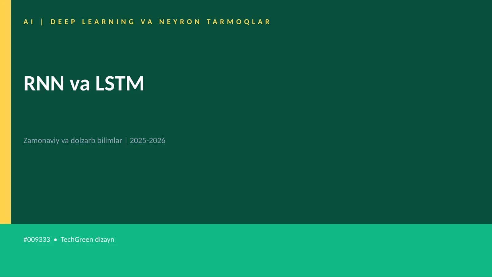 AI | DEEP LEARNING VA NEYRON TARMOQLAR