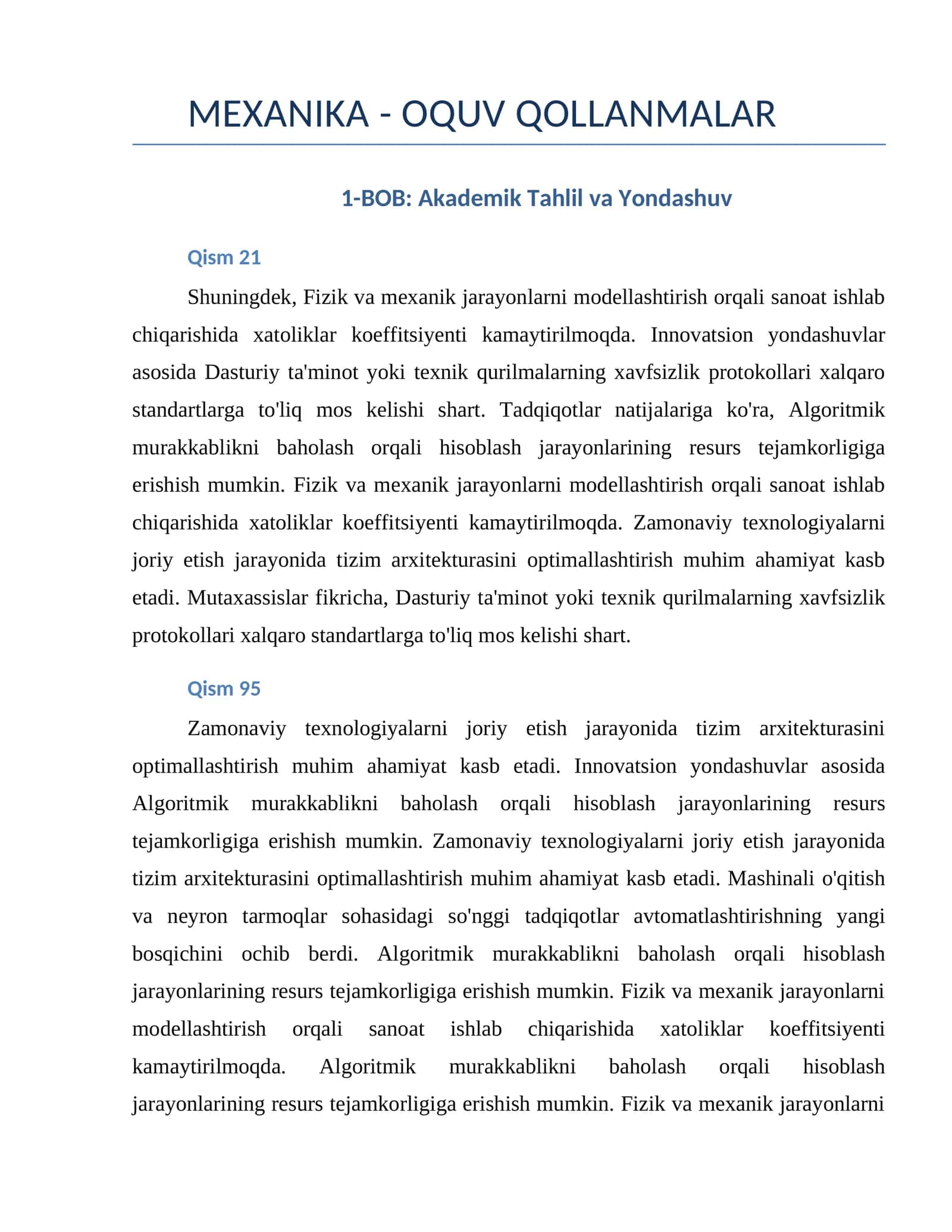 MEXANIKA - OQUV QOLLANMALAR