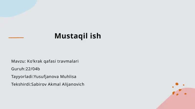 Ko’krak qafasi travmalari