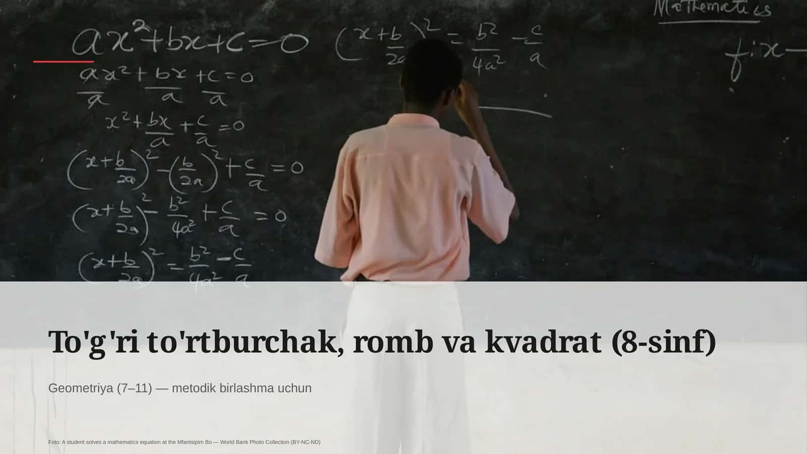 To'g'ri to'rtburchak, romb va kvadrat (8-sinf)