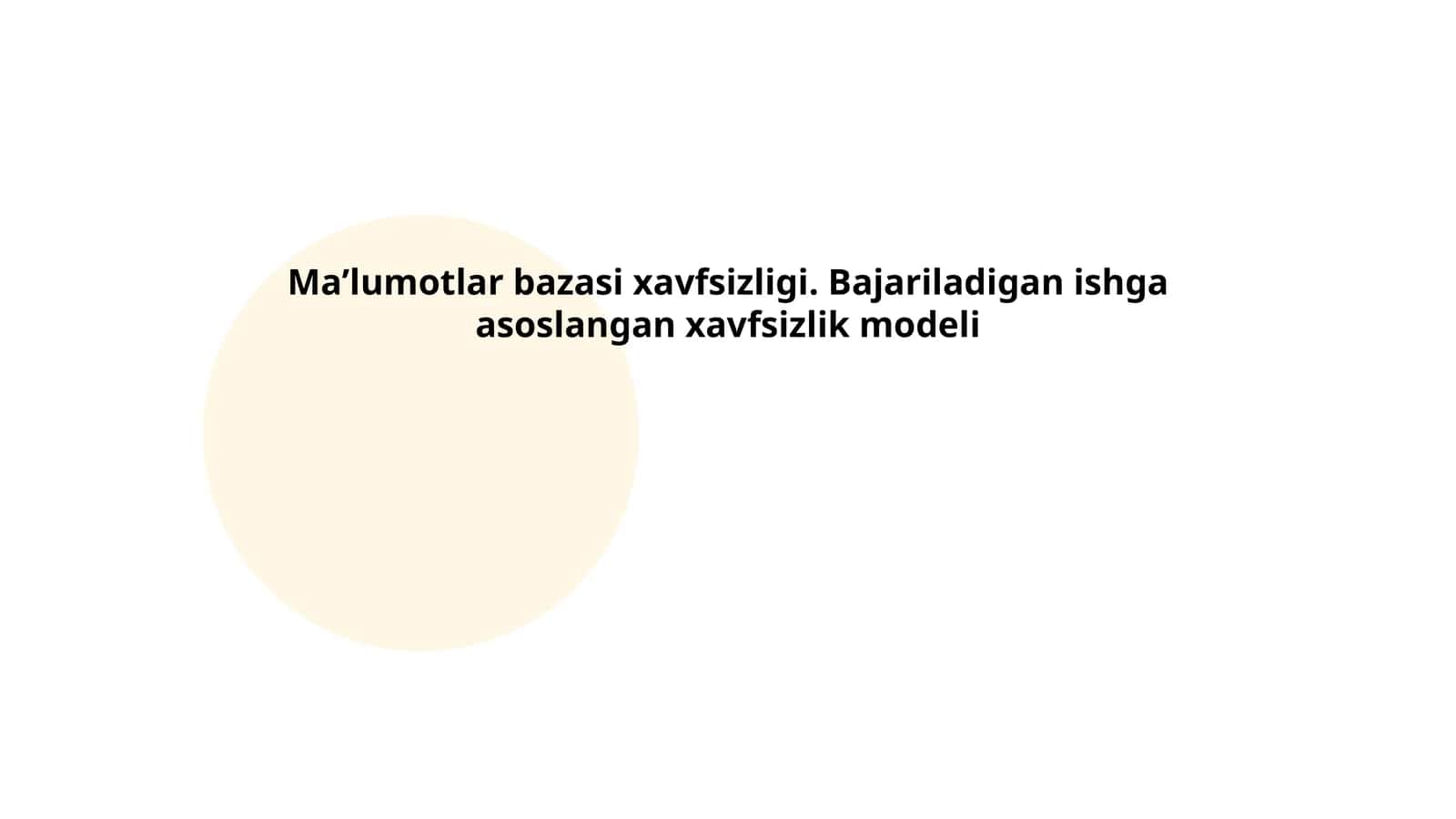 Ma'lumotlar bazasi himoyasi asoslari