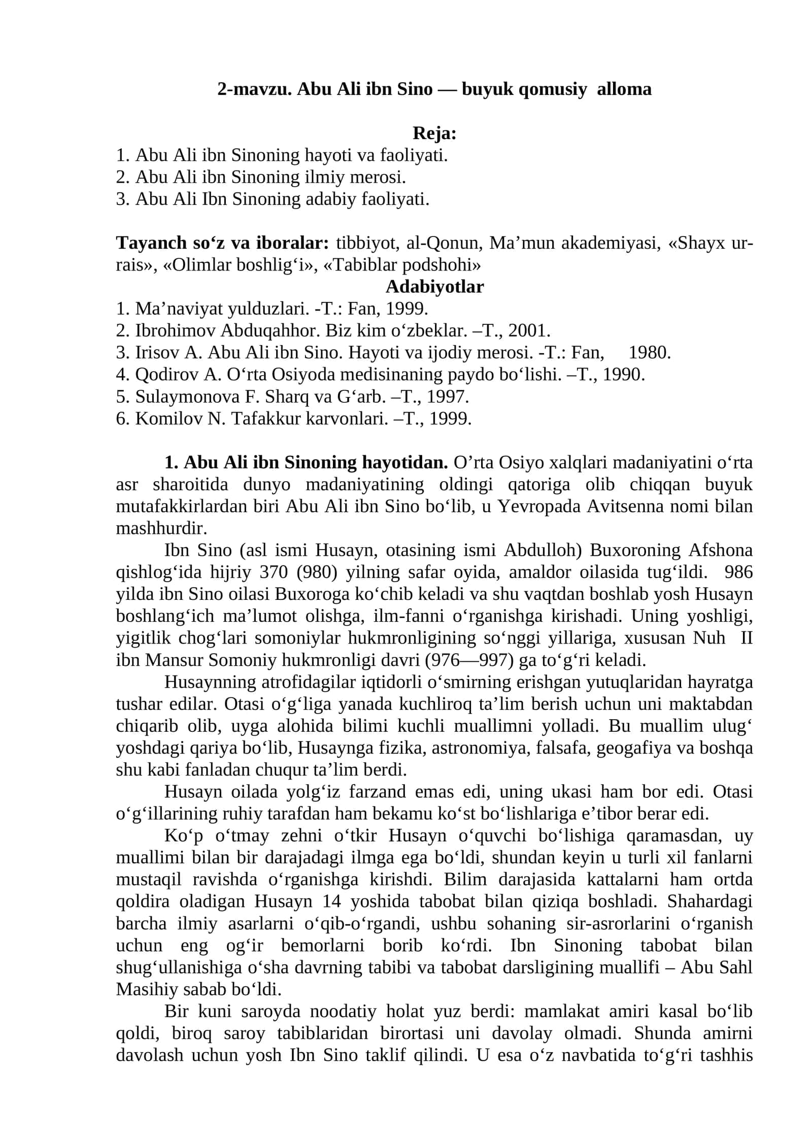Abu Ali ibn Sino — buyuk qomusiy alloma