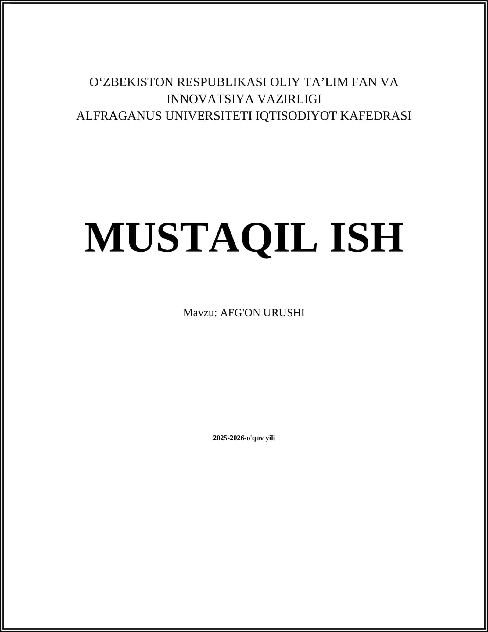 AFG'ON URUSHI