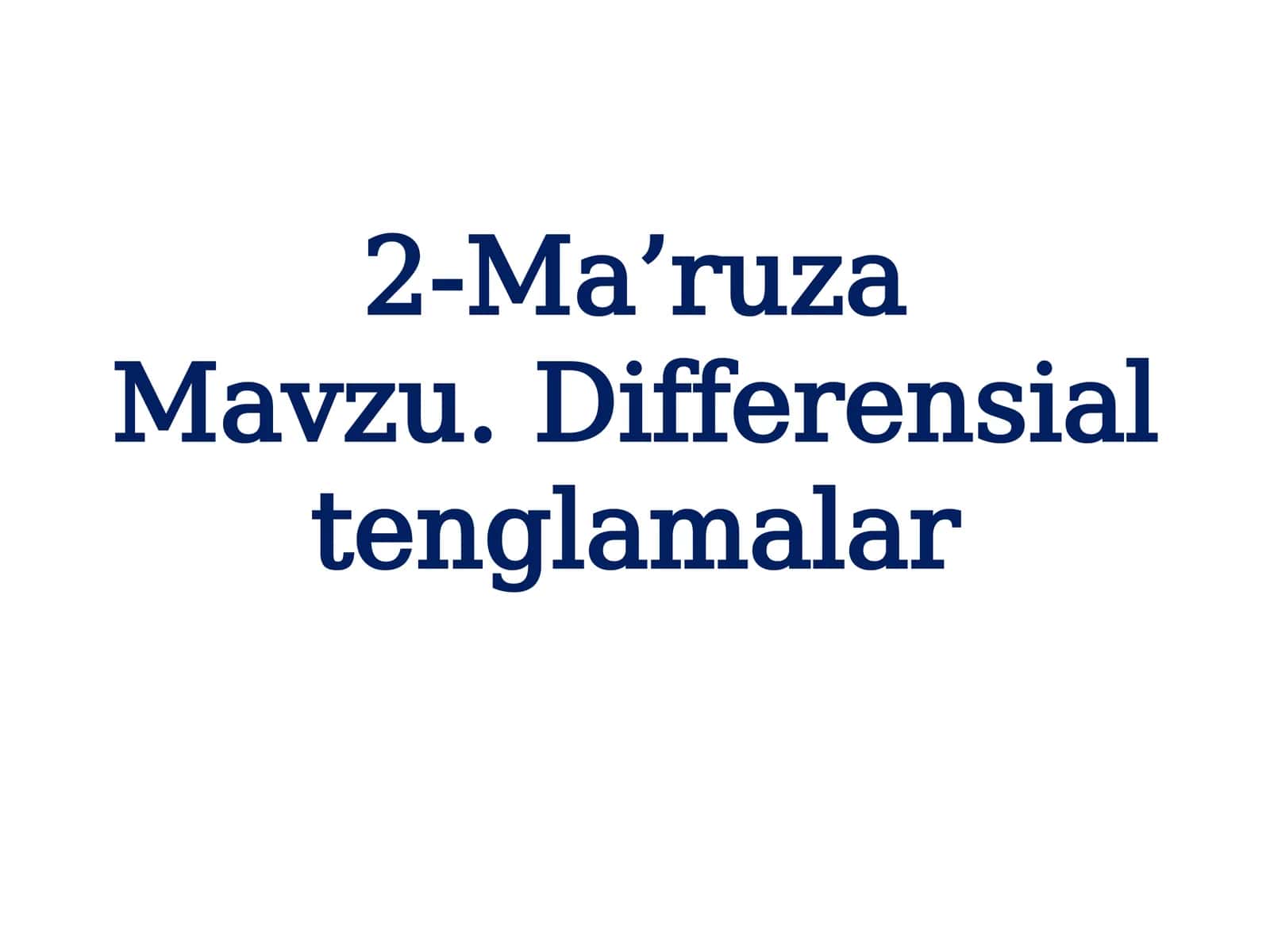 Differensial tenglamalar