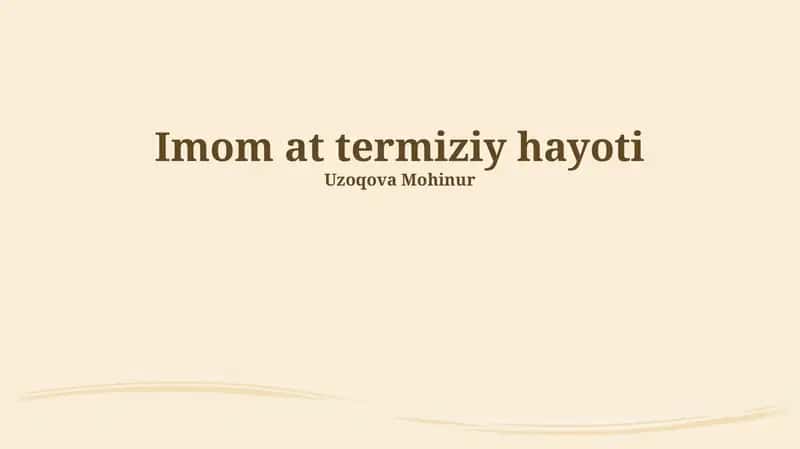 Imom at termiziy hayoti