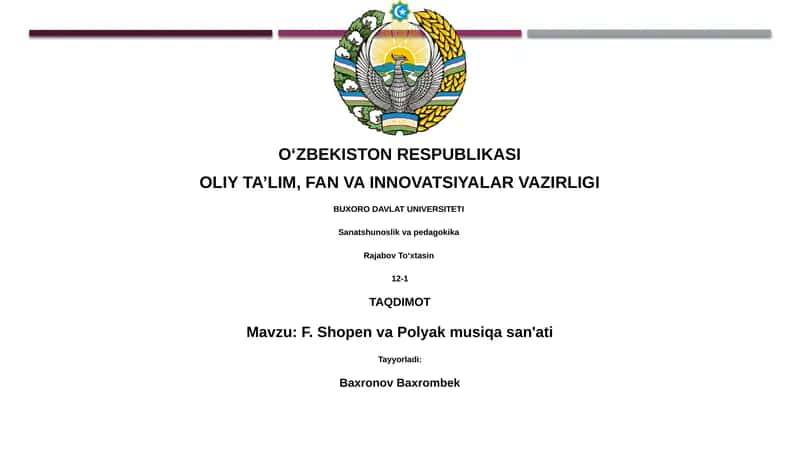 F. Shopen va Polyak musiqa san'ati