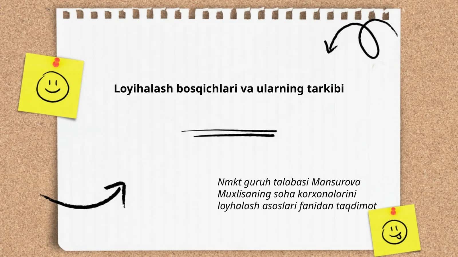 Loyihalash bosqichlari va ularning tarkibi