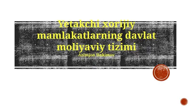 Yetakchi xorijiy mamlakatlarning davlat moliyaviy tizimi