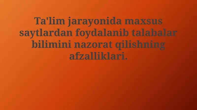 Maxsus veb-saytlar ta'lim jarayonida