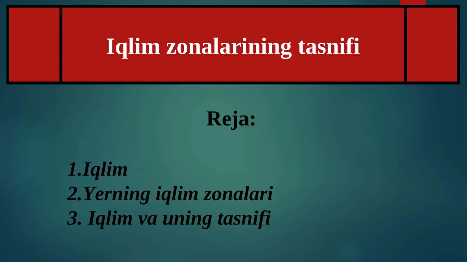 Iqlim zonalarining tasnifi