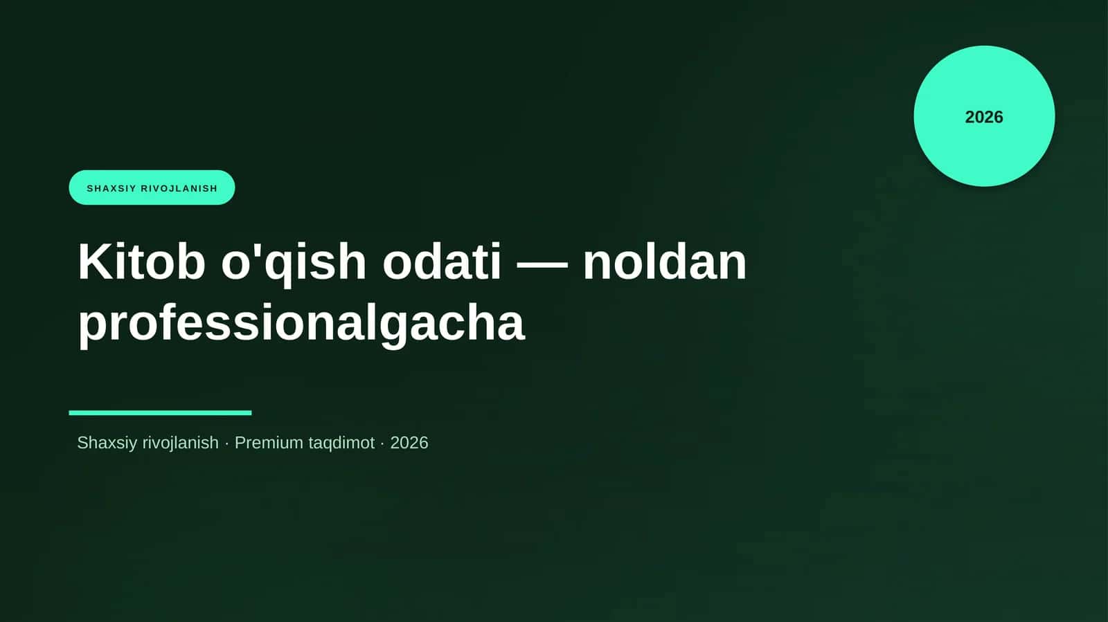 SHAXSIY RIVOJLANISH