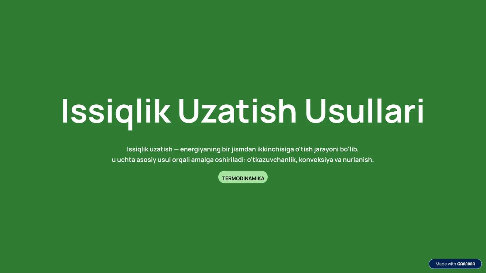 Issiqlik Uzatish Usullari