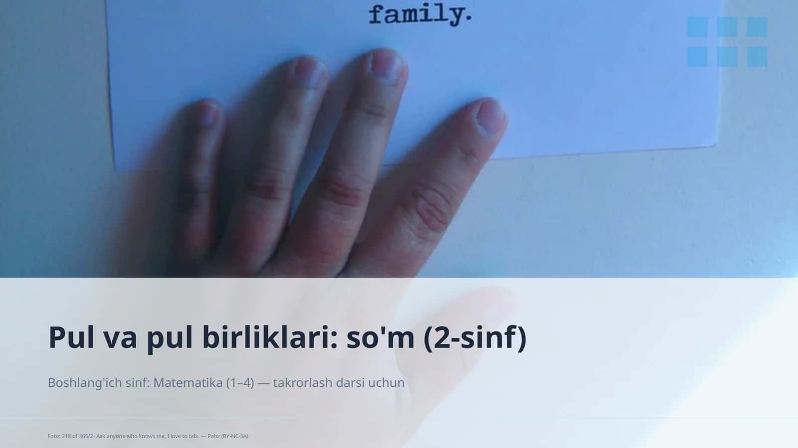 Pul va pul birliklari: so'm (2-sinf)