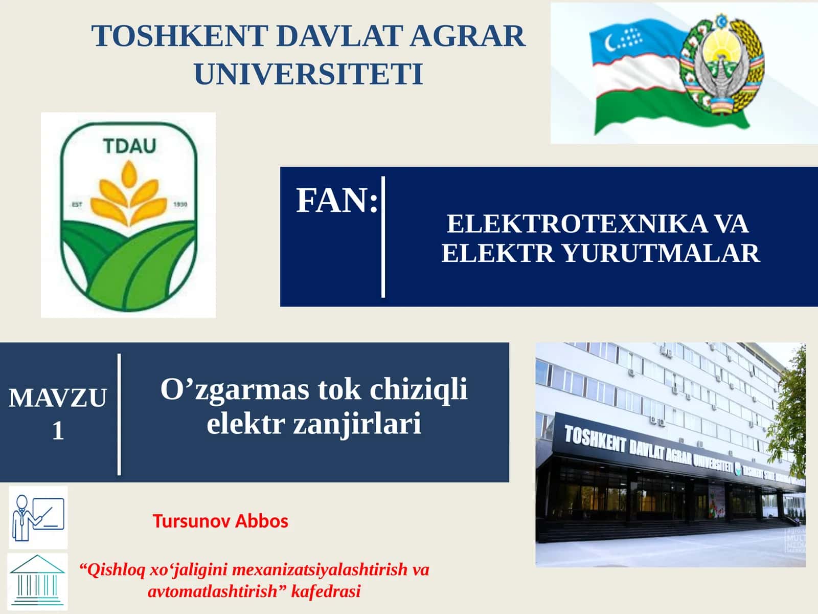 ELEKTROTEXNIKA VA ELEKTR YURUTMALAR