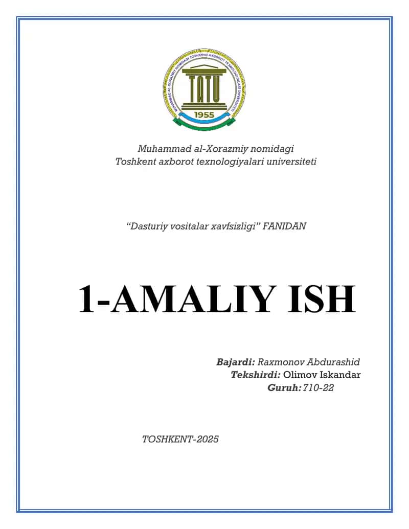Dasturiy vositalarni ishlab chiqarishning hayotiy siklini amaliy tadbiqi