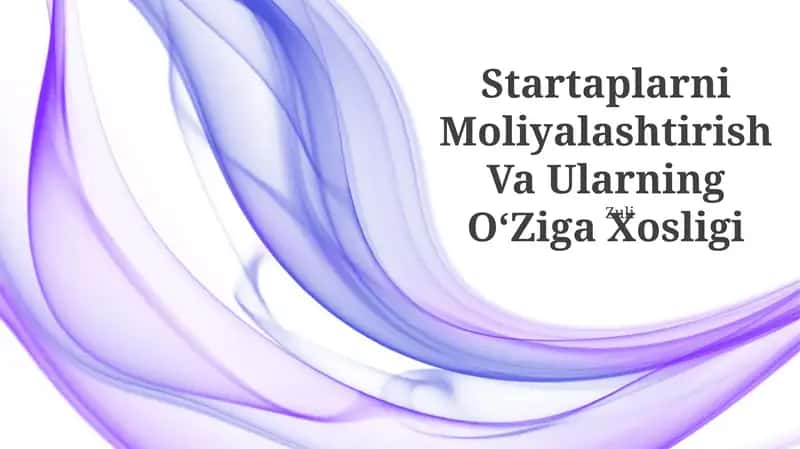 Startaplarni Moliyalashtirish Va Ularning OʻZiga Xosligi