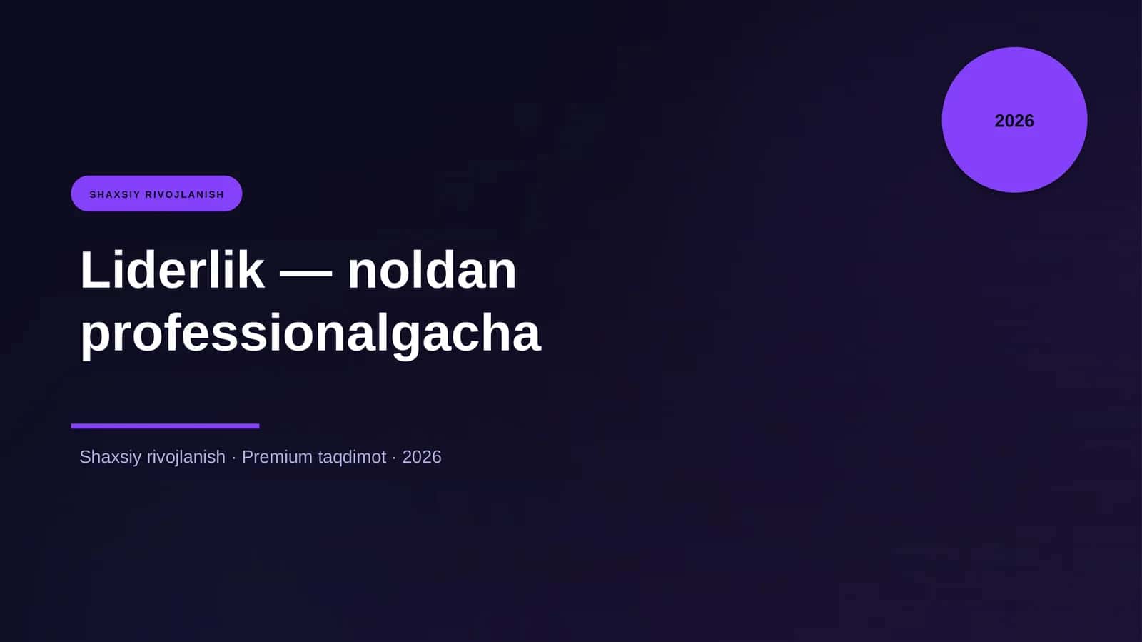 Liderlik — noldan professionalgacha