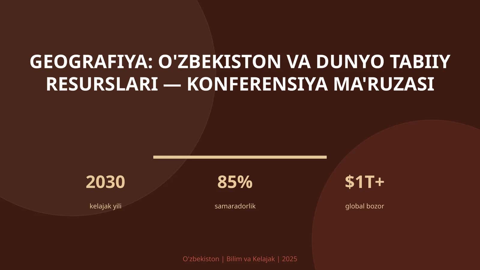 Geografiya: O'zbekiston va dunyo tabiiy resurslari — konferensiya ma'ruzasi