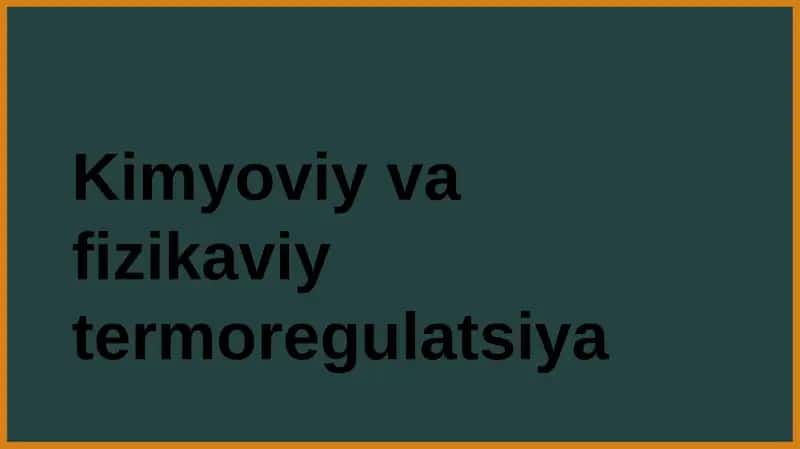 Kimyoviy Termoregulatsiya
