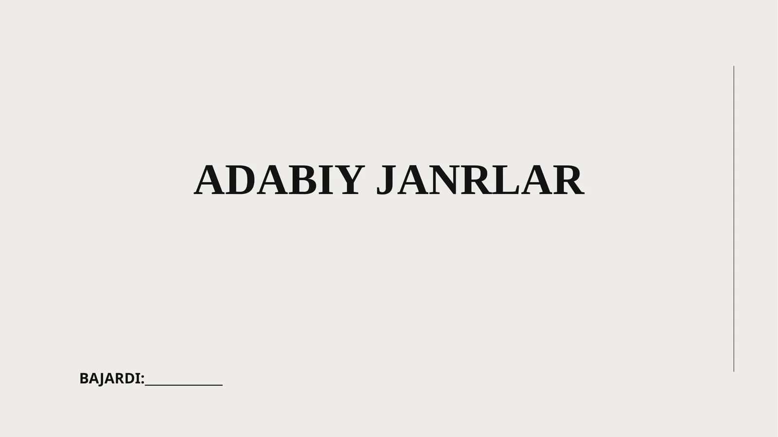 ADABIY JANRLAR