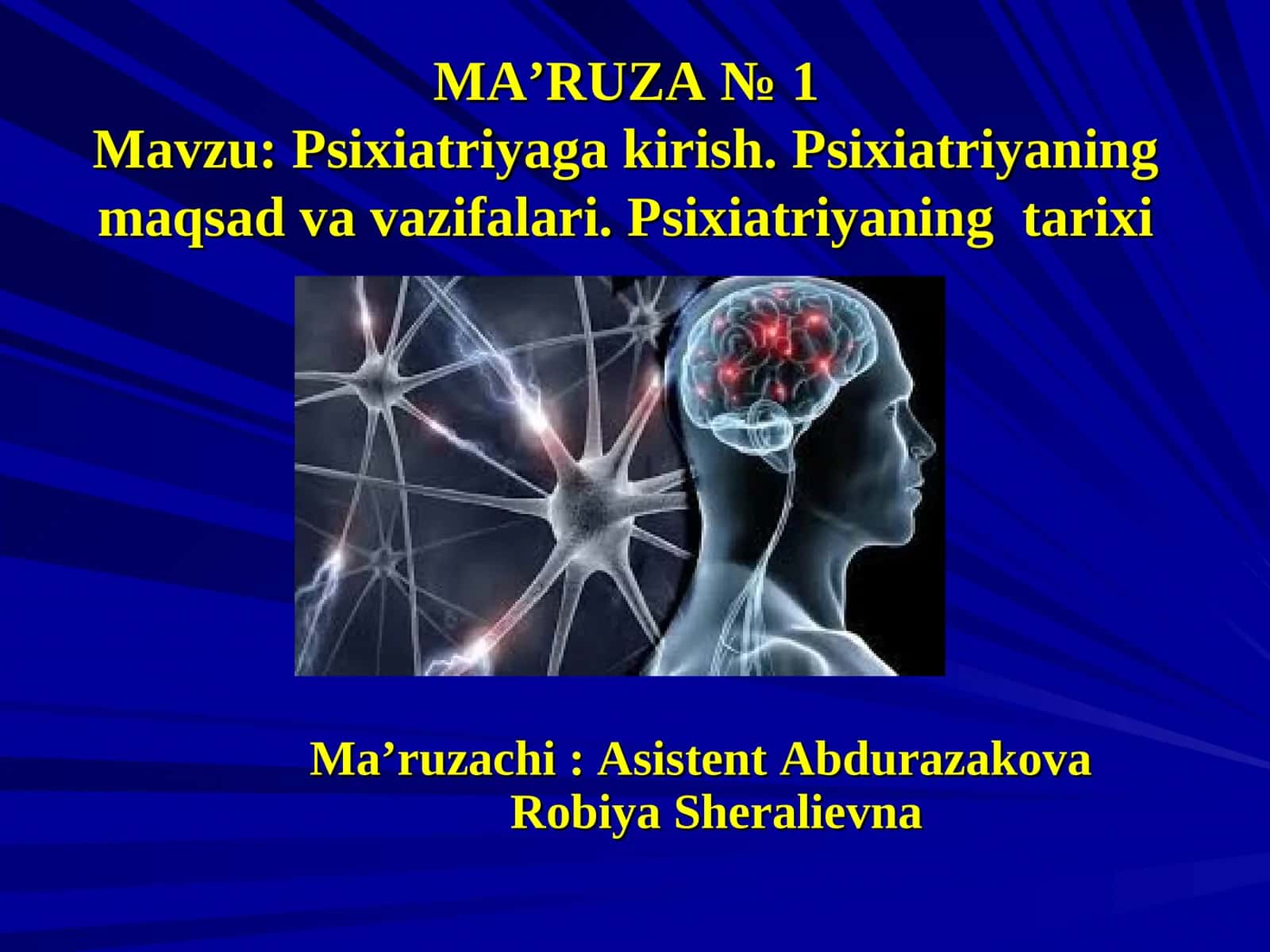 Psixiatriyaga kirish. Psixiatriyaning maqsad va vazifalari. Psixiatriyaning tarixi. Psixiatriya-tibb 1