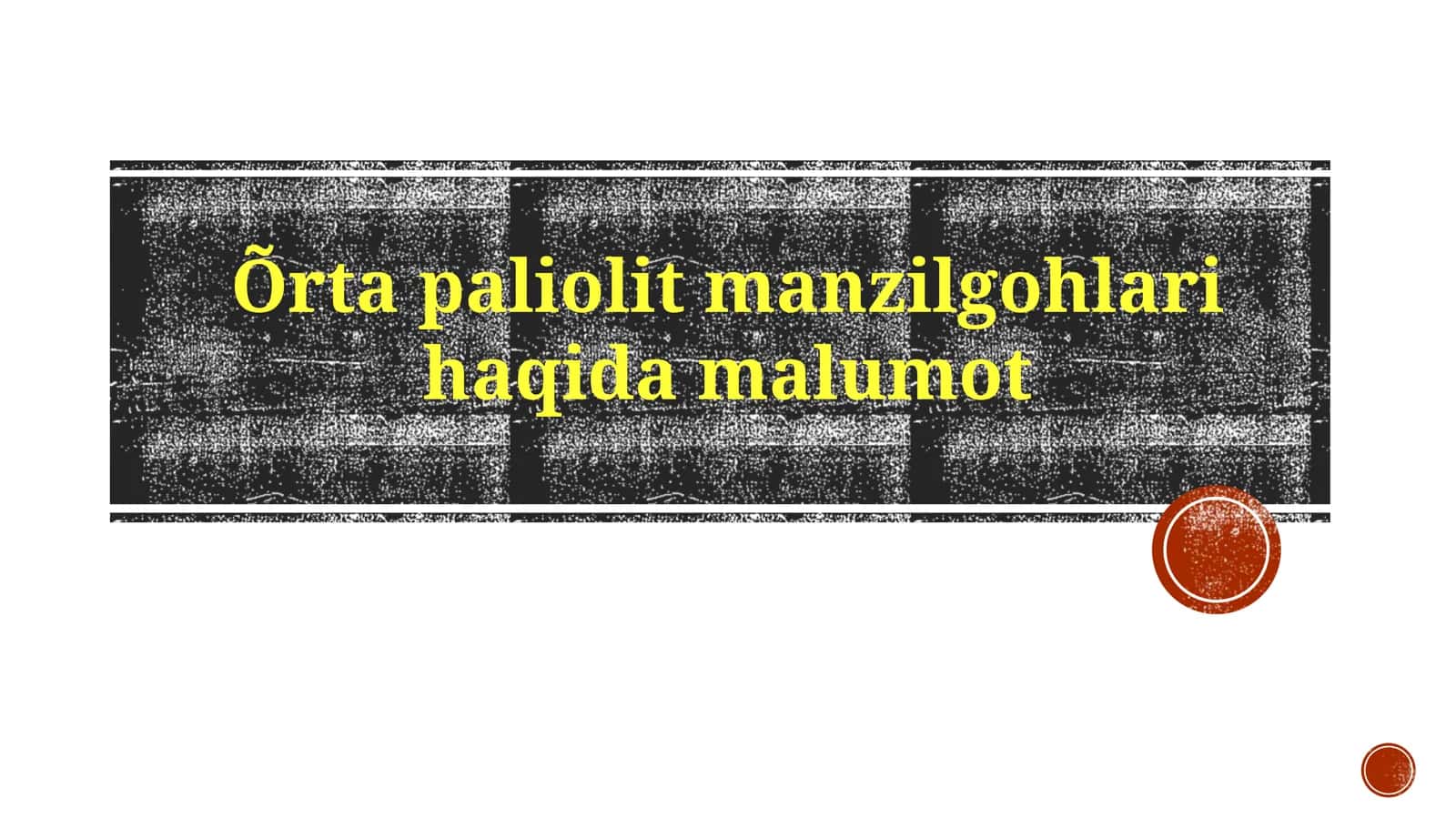 O'rtapaleolit manzilgohlari haqida ma'lumot