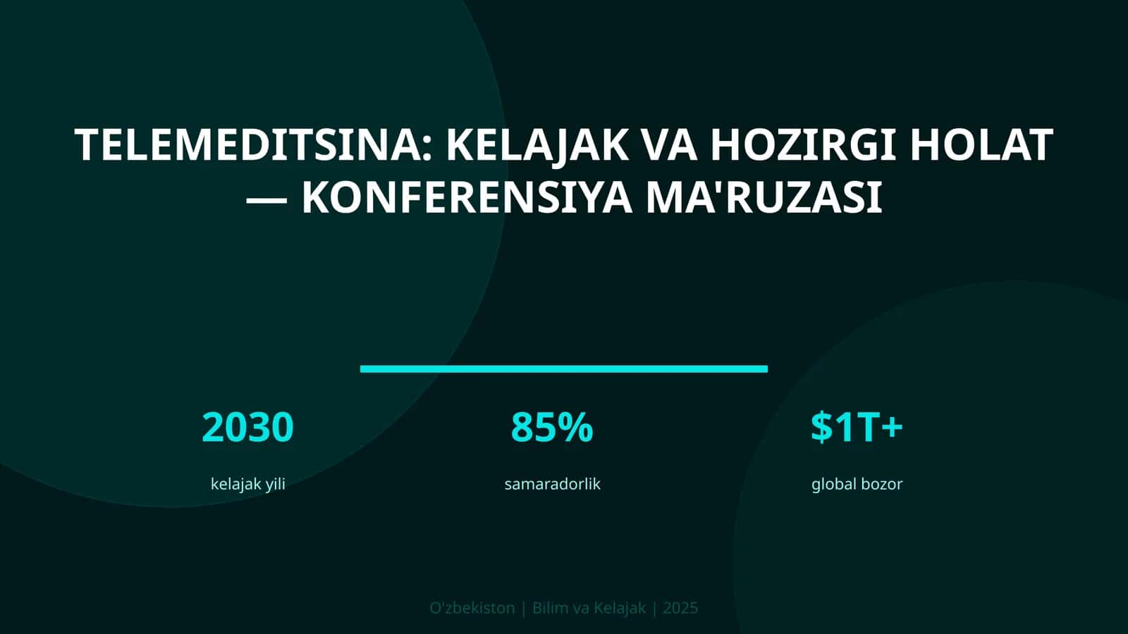 Telemeditsina: kelajak va hozirgi holat — konferensiya ma'ruzasi