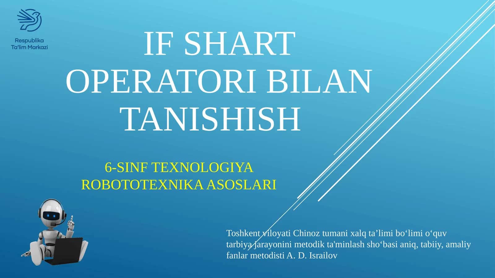 6-sinf Texnologiya Arduinoda If shart operatori bilan tanishish dars taqdimot