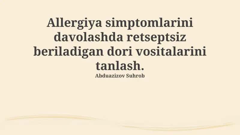 Allergiya alomatlarini davolash uchun retseptsiz dorilar: Turlari va tanlash bo'yicha qo'llanma