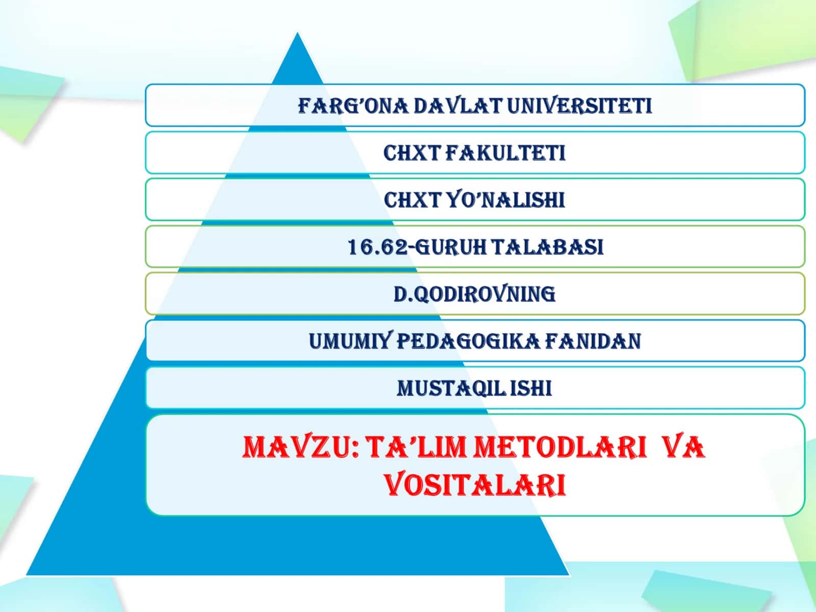 TA’LIM METODLARIVA VOSITALARI