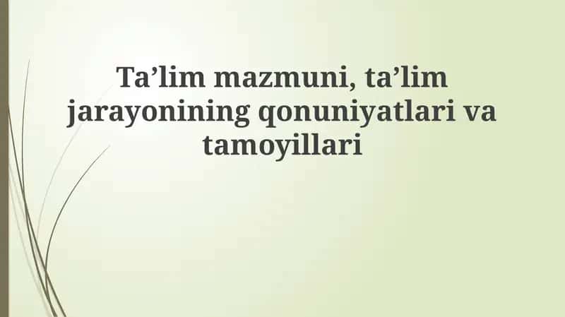 Ta'lim mazmuni va ta'lim jarayoni