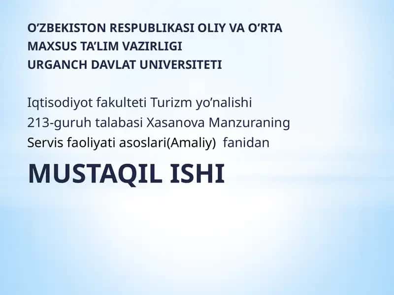 Servis faoliyati asoslari