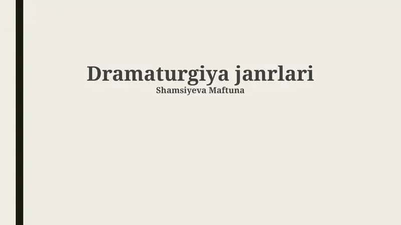 Dramaturgiya janrlari