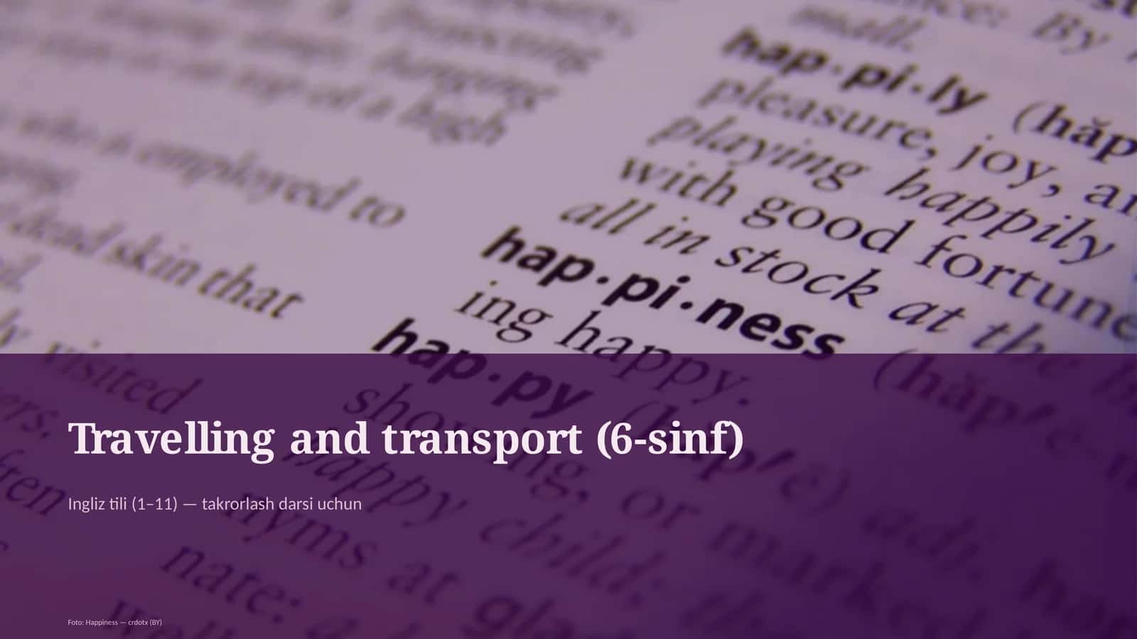 Travelling and transport (6-sinf)