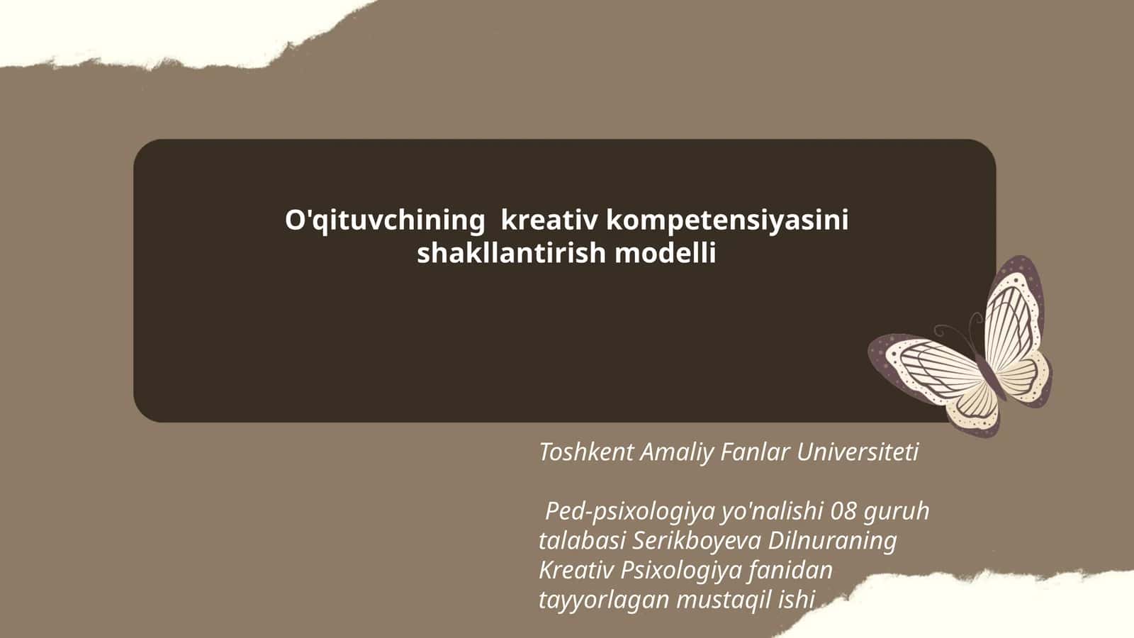 O'qituvchining kreativ kompetensiyasini shakllantirish modelli