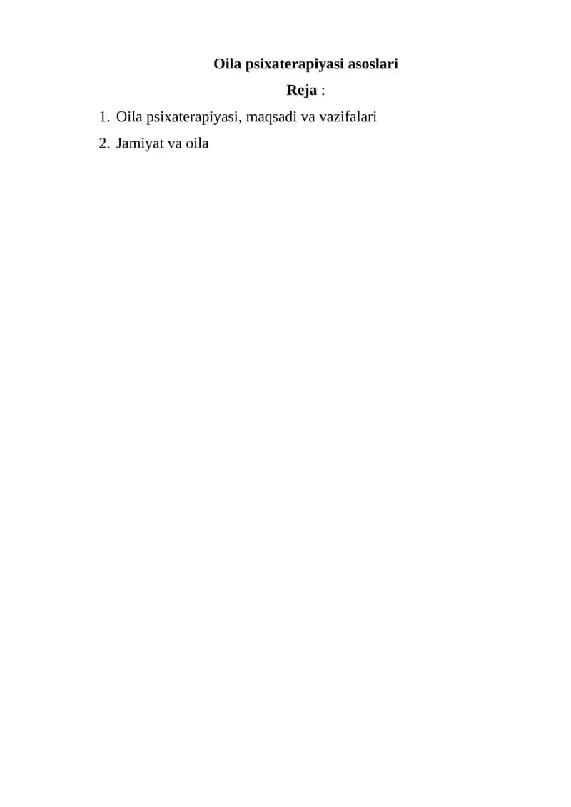 Oila psixaterapiyasi asoslari