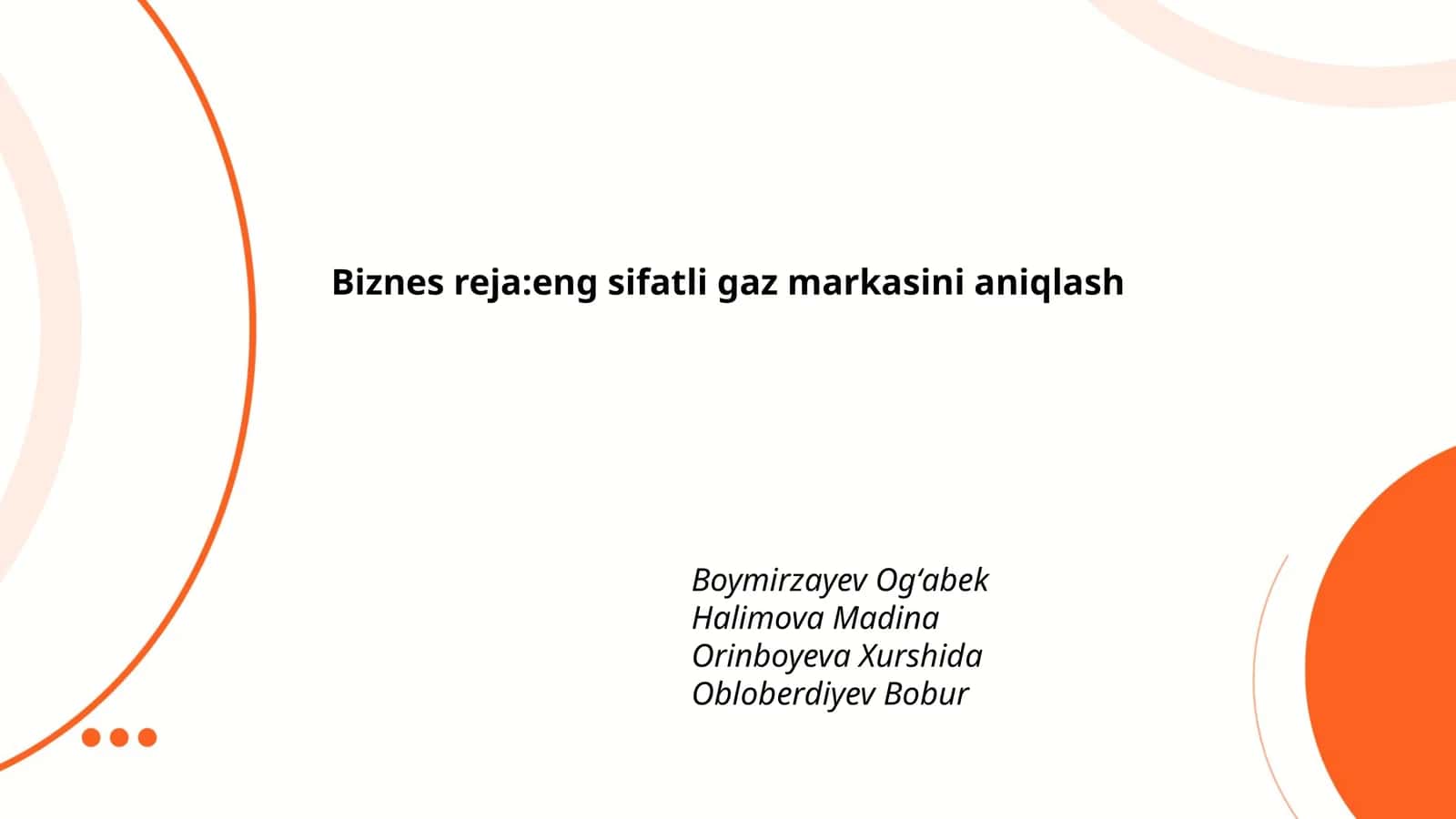 Eng sifatli gaz markasini aniqlash