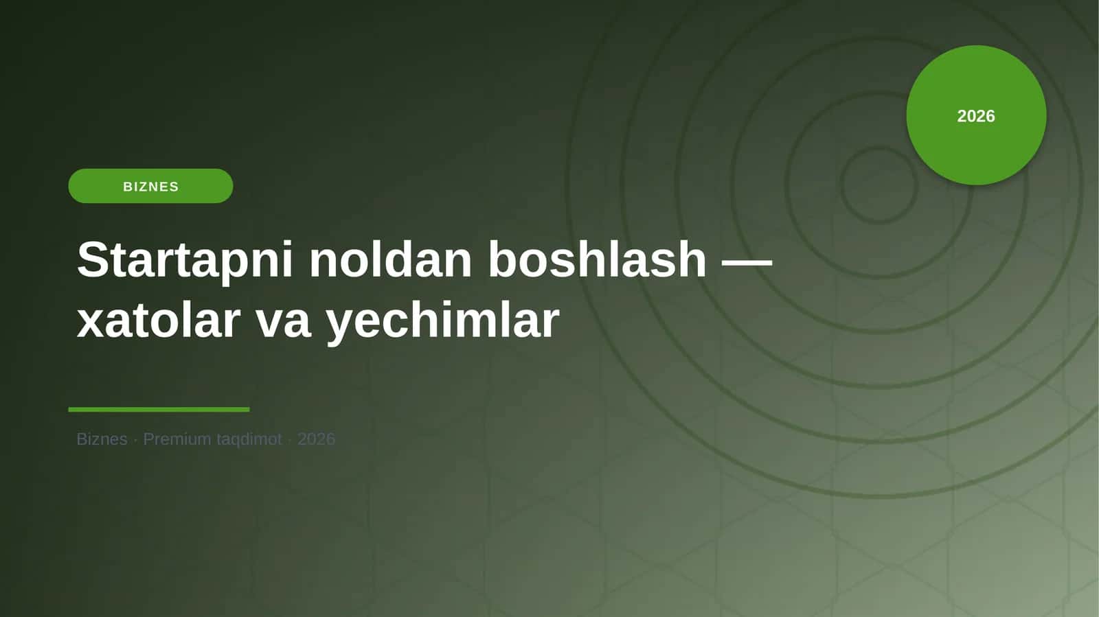 Startapni noldan boshlash — xatolar va yechimlar