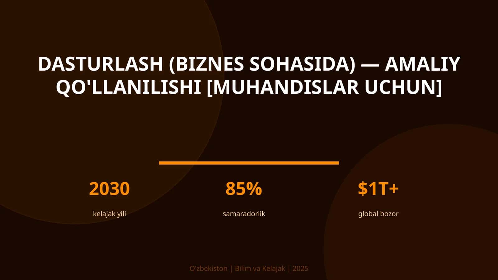 Dasturlash (biznes sohasida) — amaliy qo'llanilishi [muhandislar uchun]