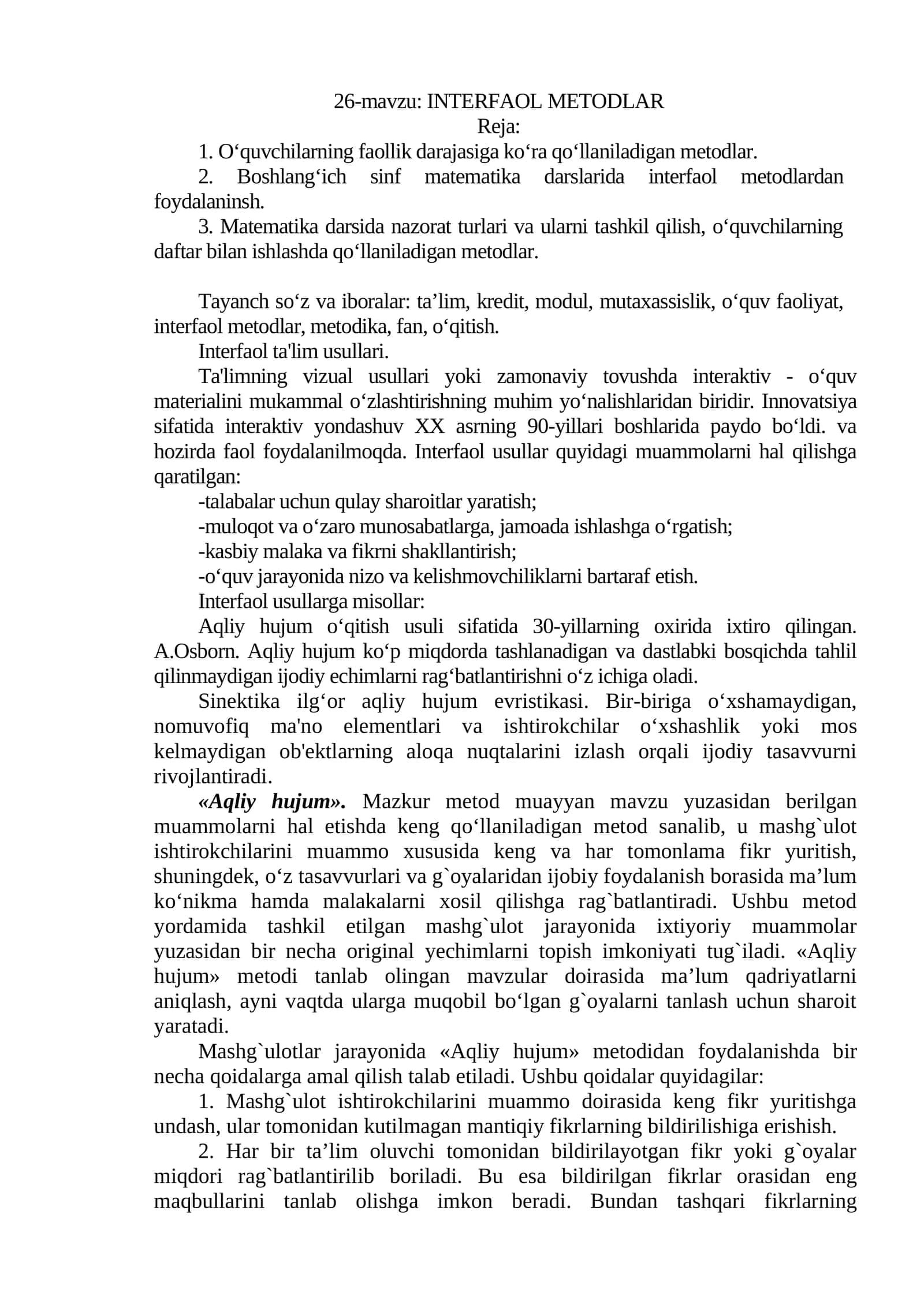 INTERFAOL METODLAR
