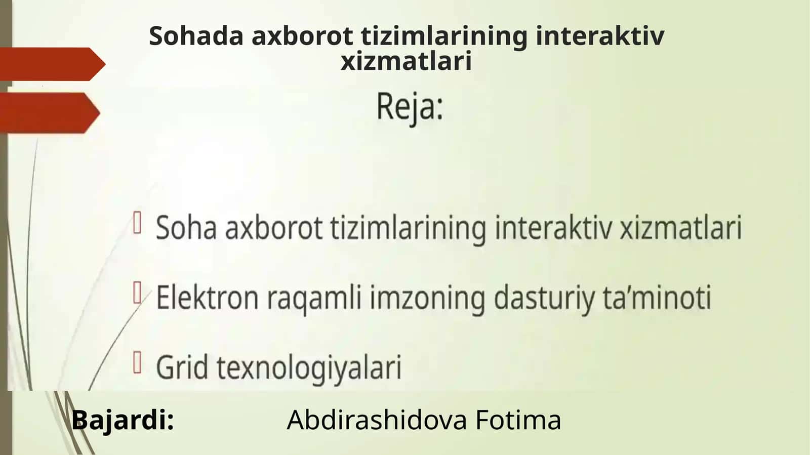 Sohada axborot tizimlarining interaktiv xizmatlari