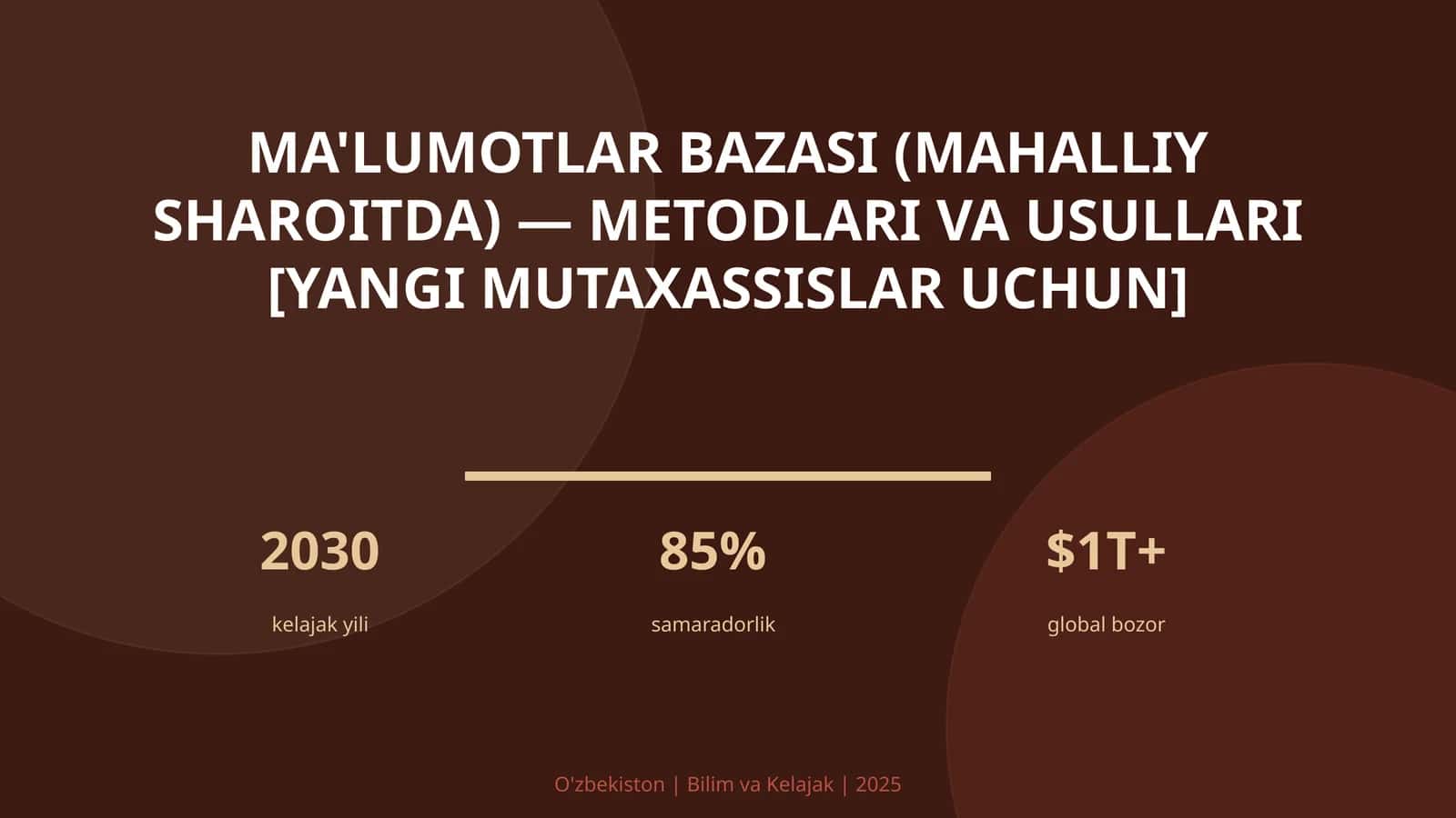Ma'lumotlar bazasi (mahalliy sharoitda) — metodlari va usullari [yangi mutaxassislar uchun]
