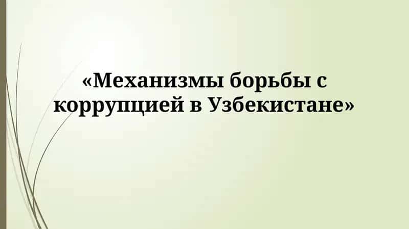 Механизмы борьбы с коррупцией в Узбекистане
