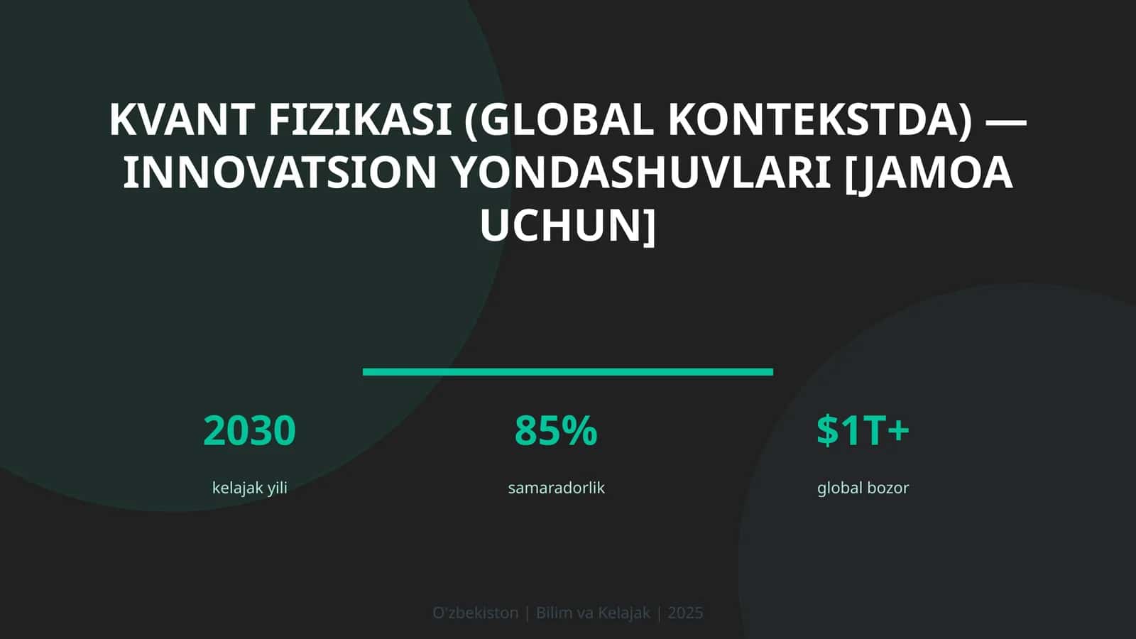 Kvant fizikasi (global kontekstda) — innovatsion yondashuvlari [jamoa uchun]