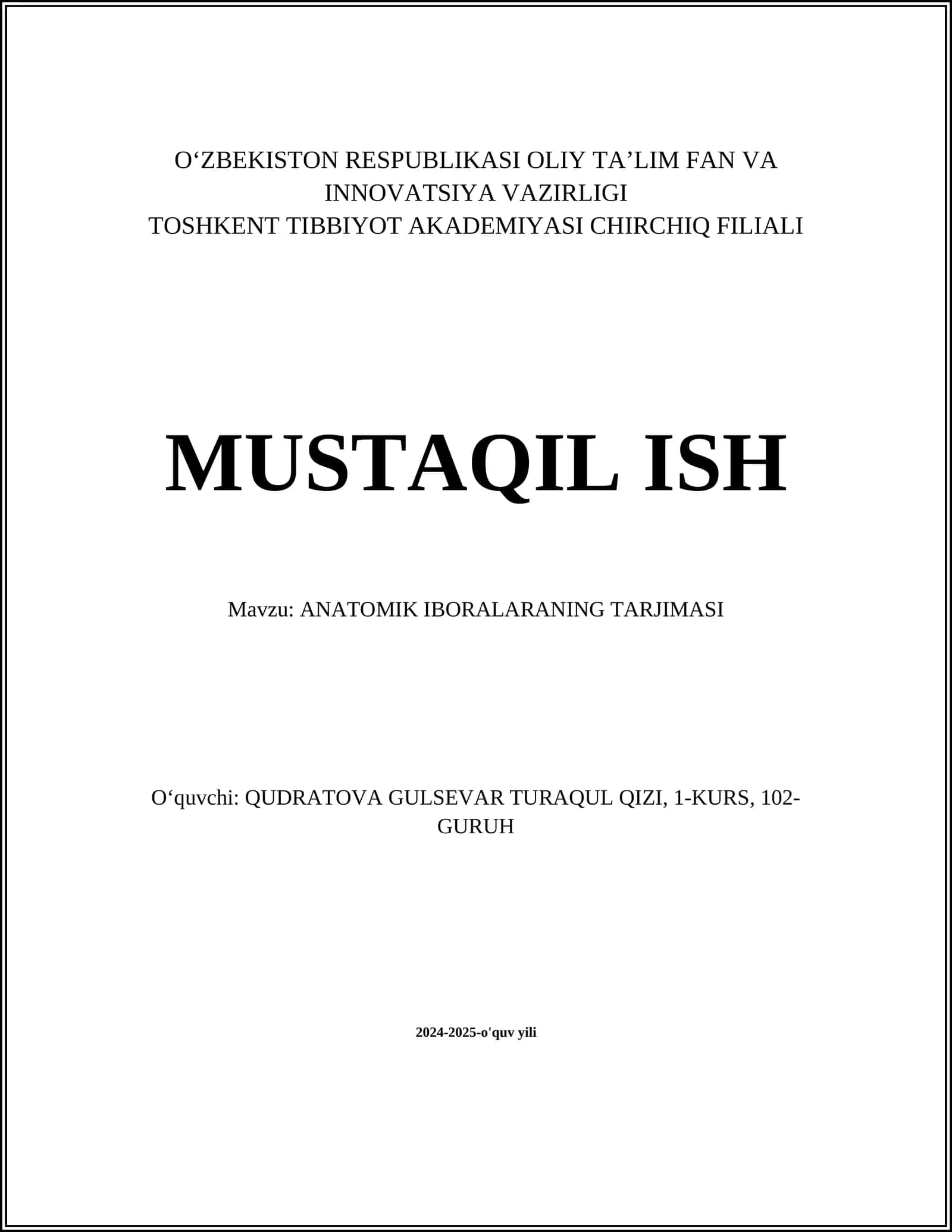 ANATOMIK IBORALARANING TARJIMASI