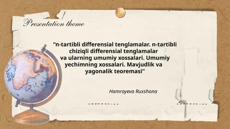 Mavjudlik va Yagonalik Teoremasi